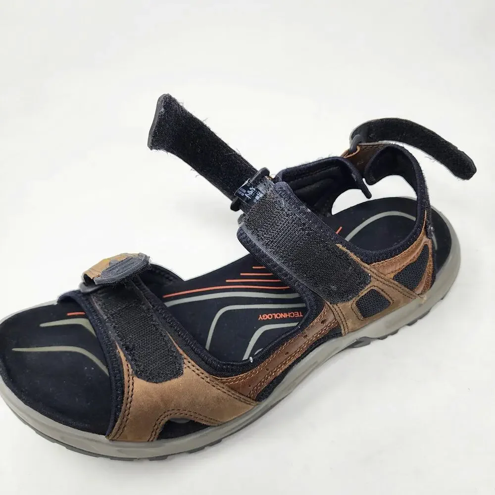 ECCO Offroad Hiking Sandal Men 12 Brown Nubuck Leather Comfort Shoes 06956456401